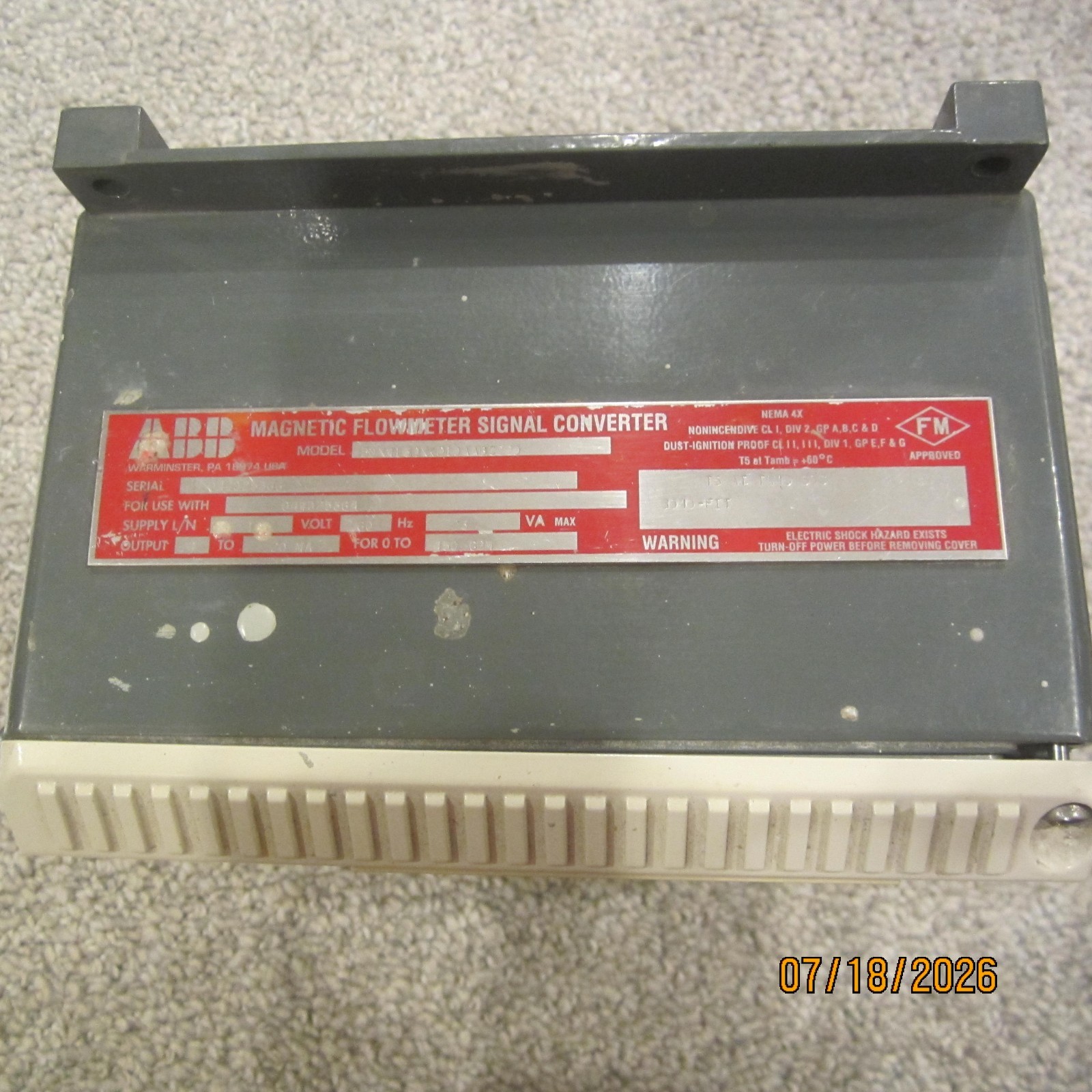 ABB 50XM13DXKD10AABC229 Magnetic Flowmeter Signal Converter 120V 4-20mA WORKING