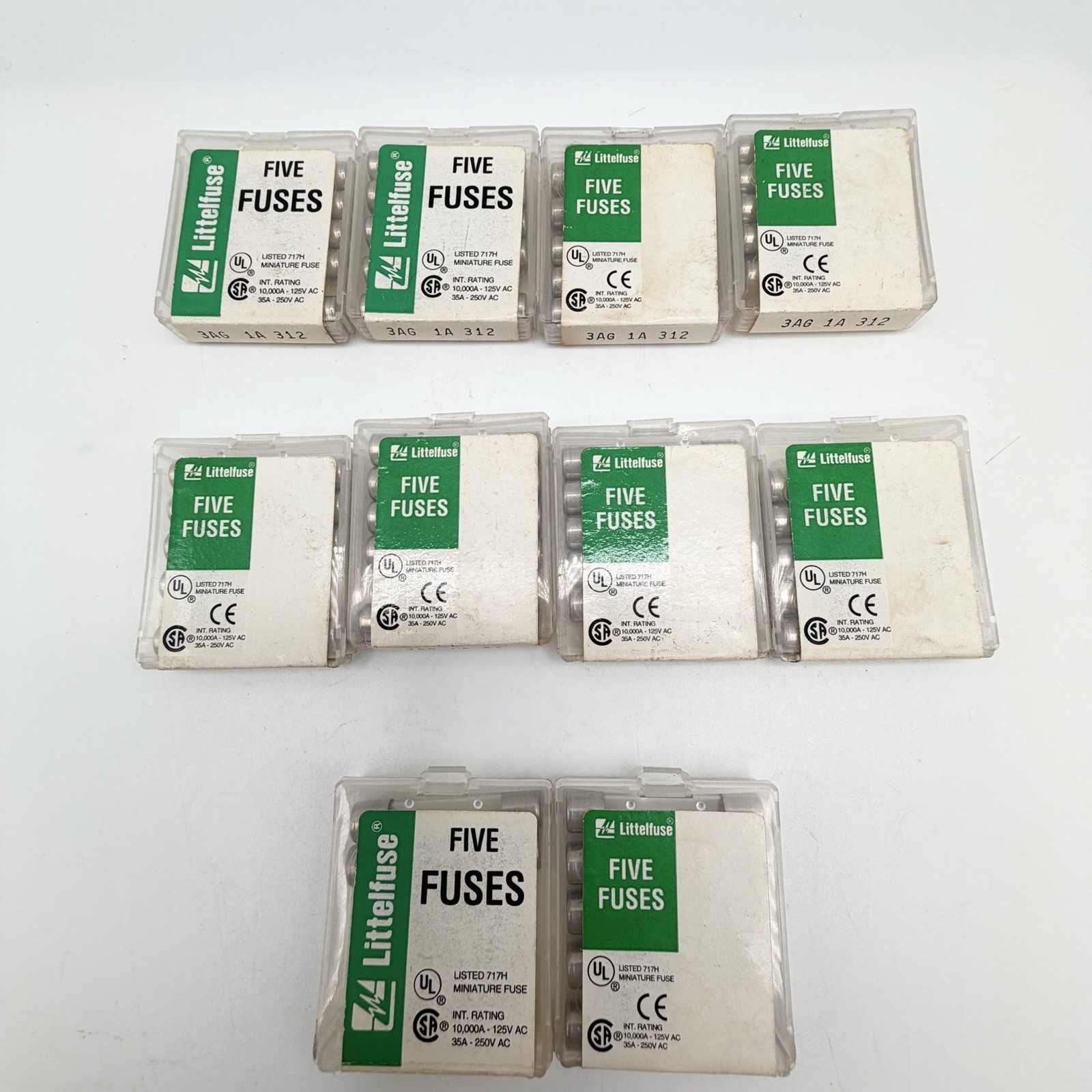 Littelfuse 3AG 1A 312 Fast-Acting Glass Fuse, 250V, New Open Box, Lot of 47