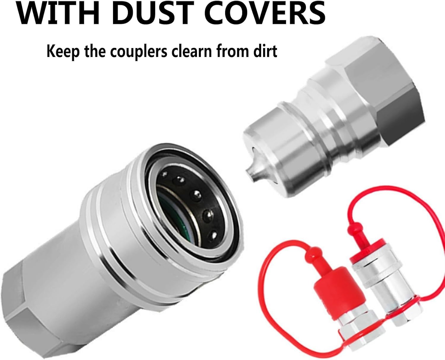 Hydraulic Quick Connect Coupler 3/8 NPT, Poppet Valve for High Pressure Systems