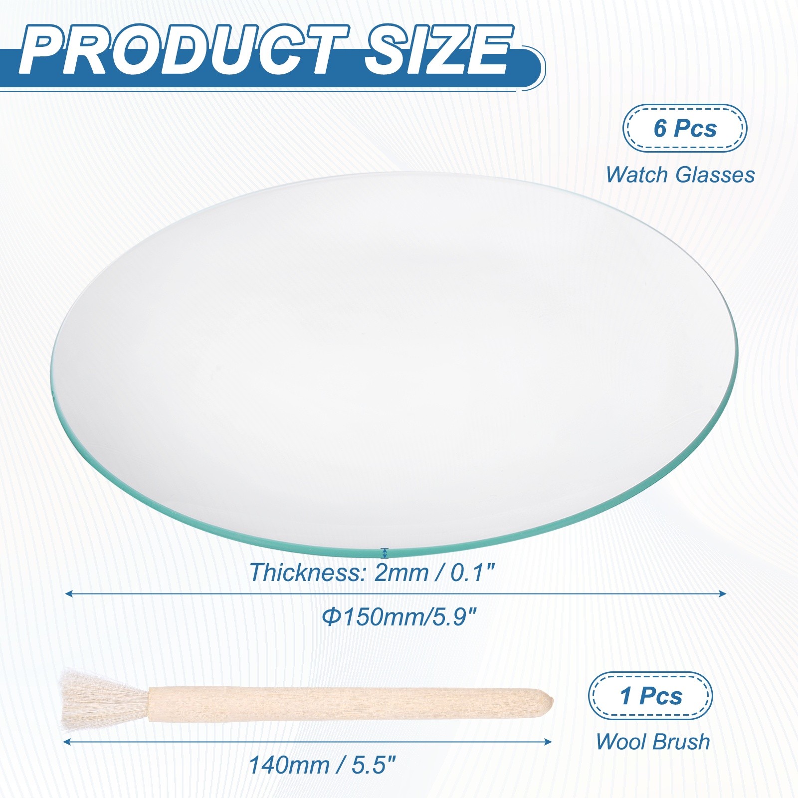 150mm/5.9 Inch Diameter Watch Glass, 6 Pcs High Transparent Smooth Edges