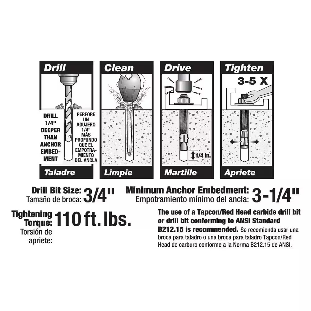 3/4 In. X 5-1/2 In. Zinc-Plated Steel Hex Nut-Head Concrete Wedge Anchors (10-Pa