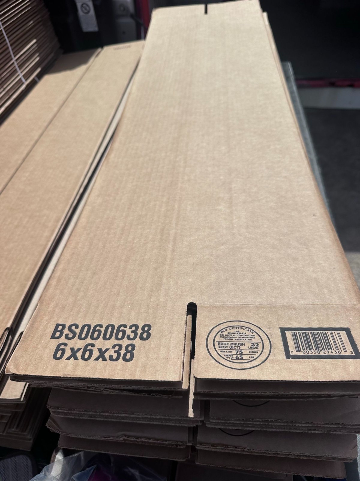 25 Boxes 6x6x38″ Tall Corrugated Shipping Boxes ECT-32 Brown Packing Cartons