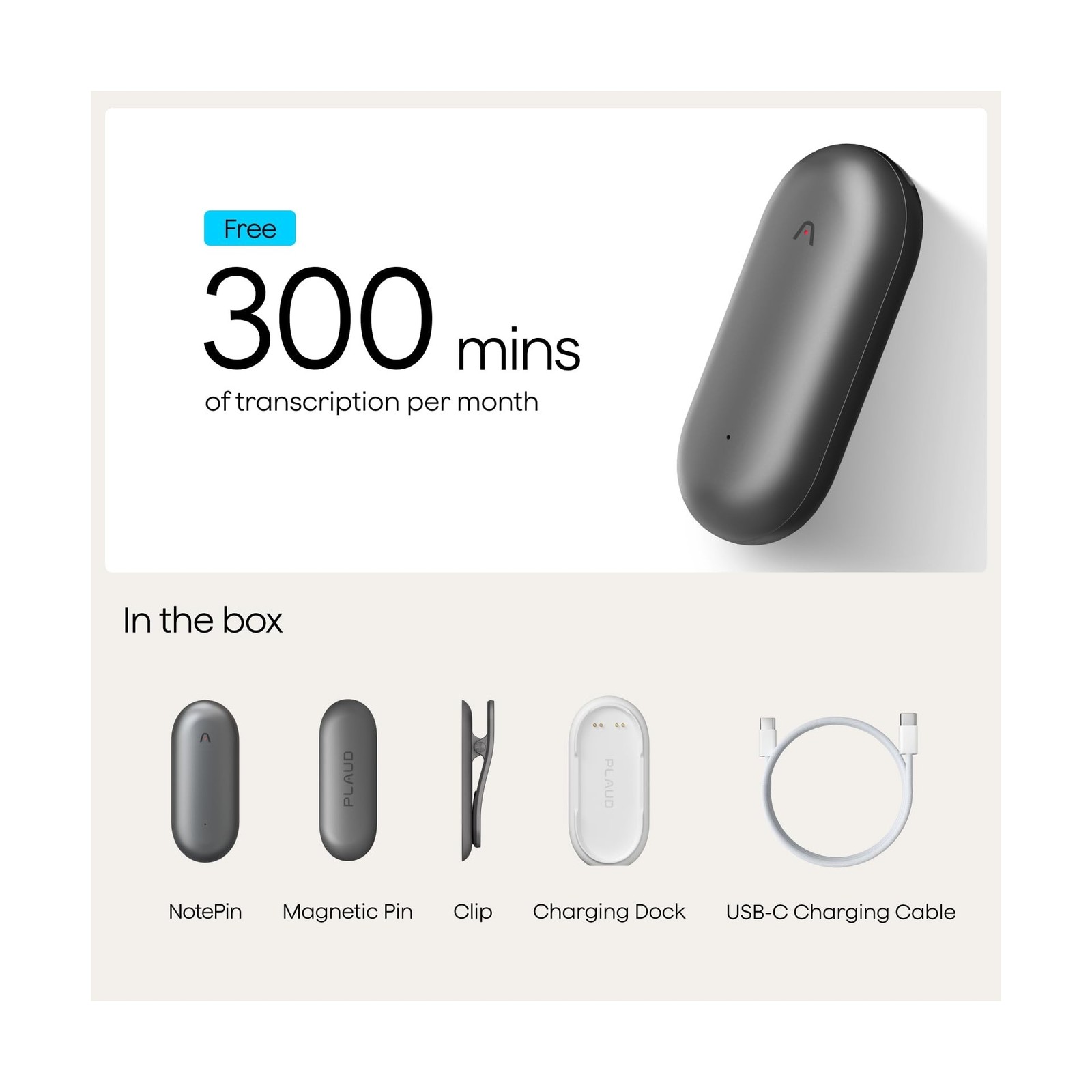 Plaud NotePin Voice Recorder, AI Voice Recorder, App Control, AI Notetaker, A…