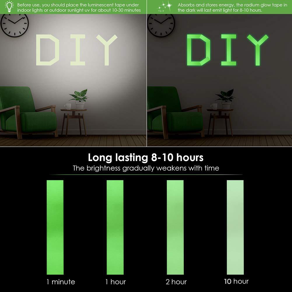 0.5 Inch x 16FT Glow in The Dark Tape Lasting Bright for Green Neon Tape