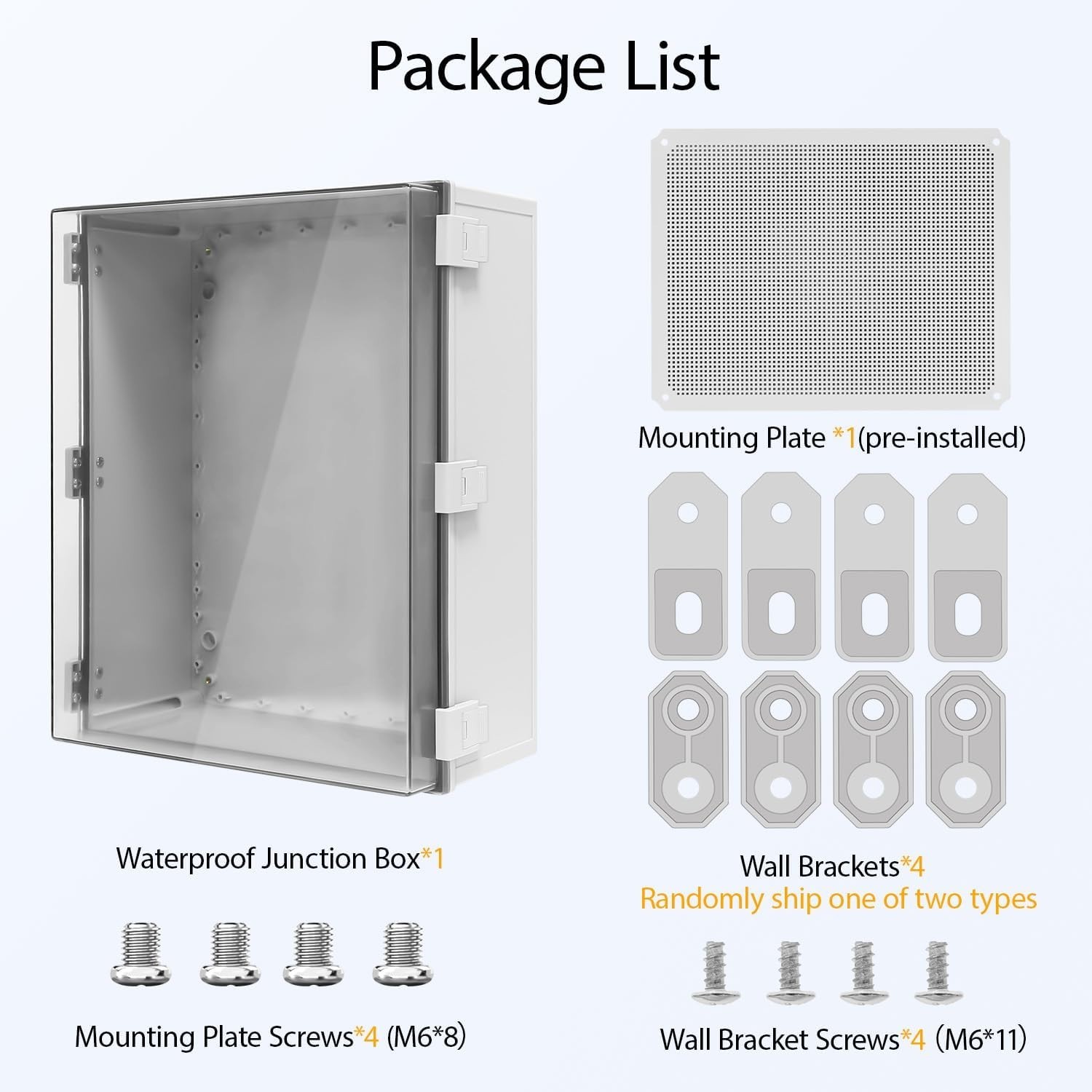 Heavy Duty ABS Electrical Junction Box, Hinged Clear Cover, Outdoor 19.7″