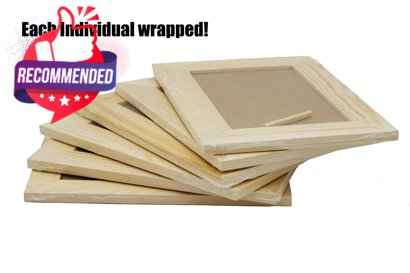 Pack Of 6 – Unfinished Solid Pine Wood Picture Frames For Arts & Crafts, Diy