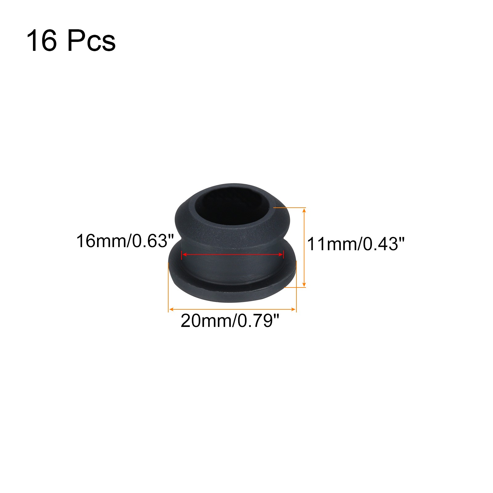 16 Pcs Silicone Snap in Locking Hole Plugs 16mm/0.63 Inch Dia Black
