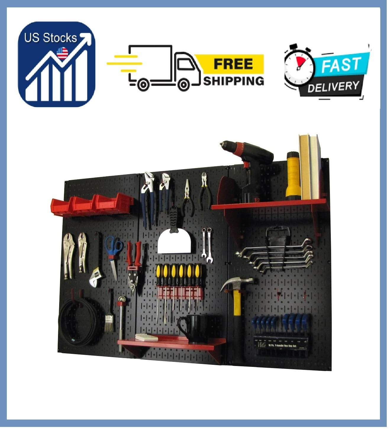 Wall Control Pegboard Organizer 4 ft. Metal Pegboard Standard Tool Storage Kit