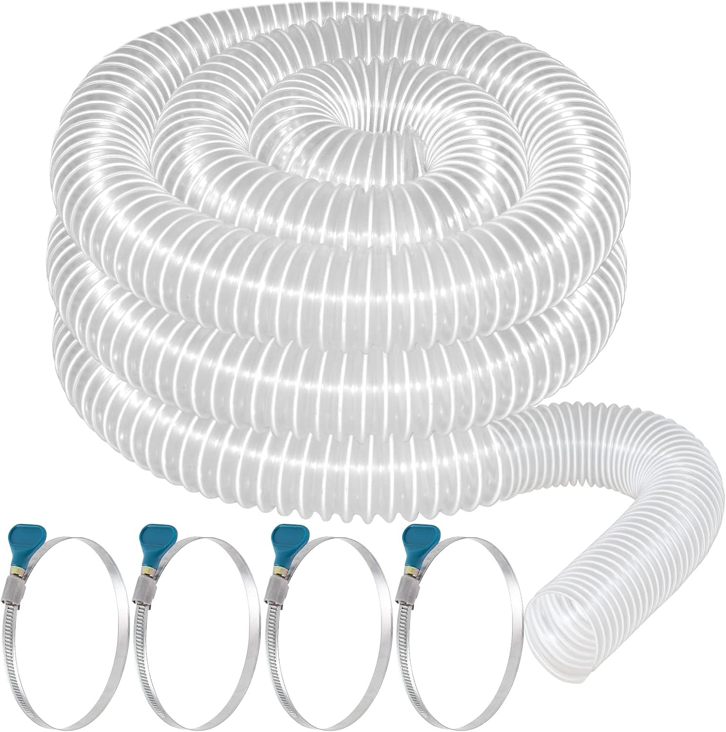 Puncture-Resistant PVC Dust Collection Hose 2.5″ x 20′ with Steel Wire Coil