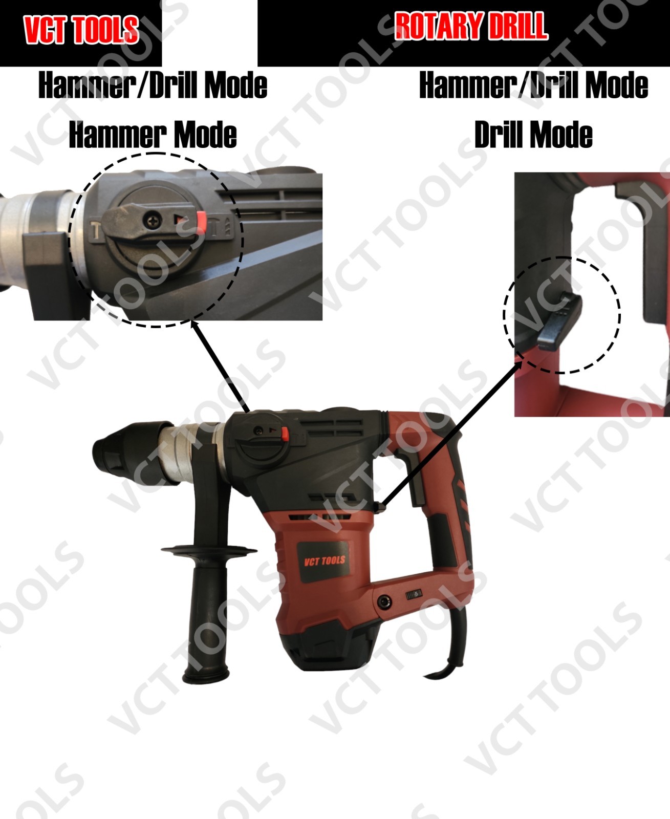 1.5″ SDS Plus Rotary Hammer Drill, 14A Variable Speed Demolition & Drilling Kit