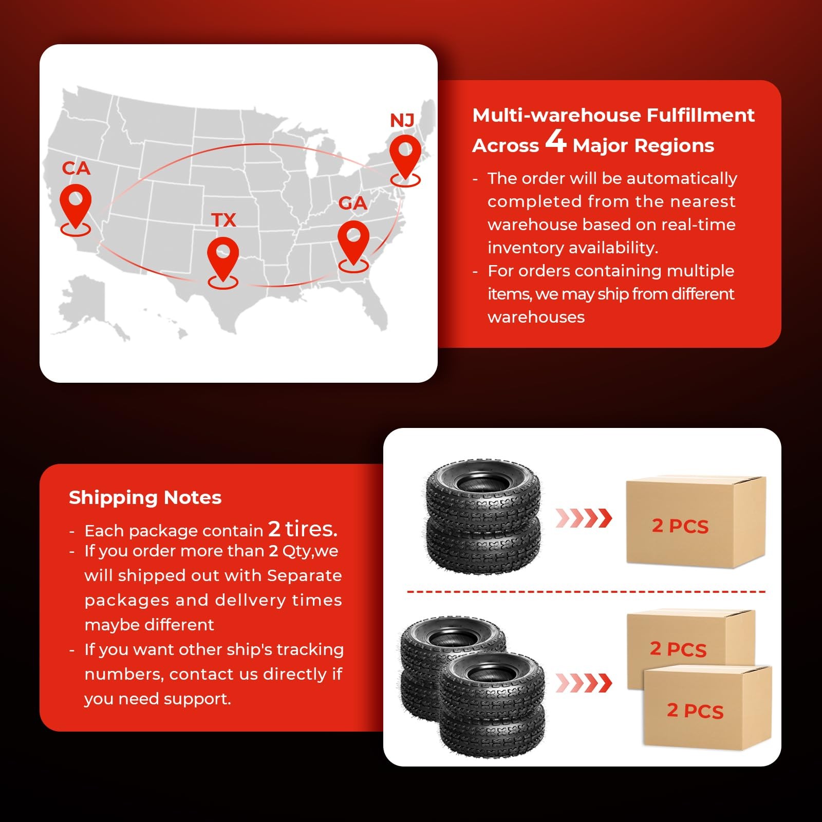 Set of 4 ATV Tires 19×7-8 Front 18×9.5-8 Rear All Terrain 4 Ply Tubeless