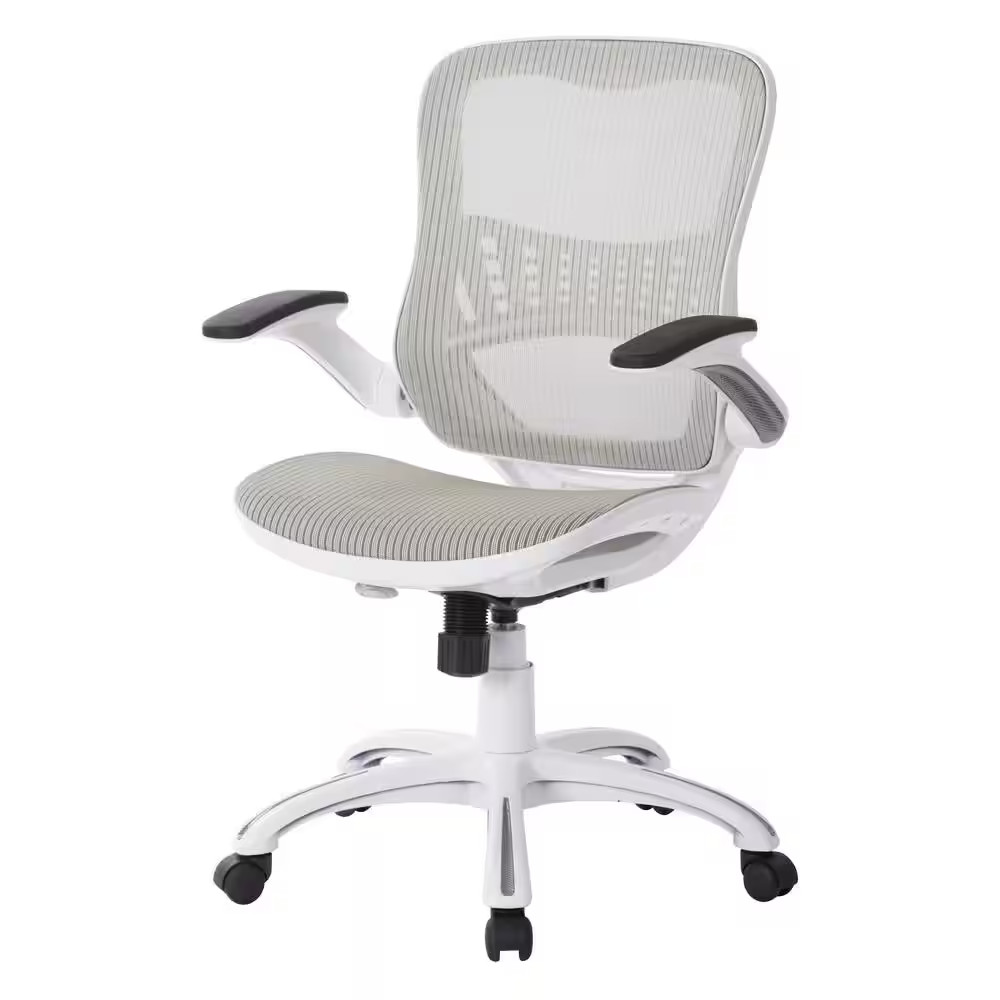 Riley 24.5 In. Wide White Upholstered Ergonomic Office Chair with Adjustable Hei