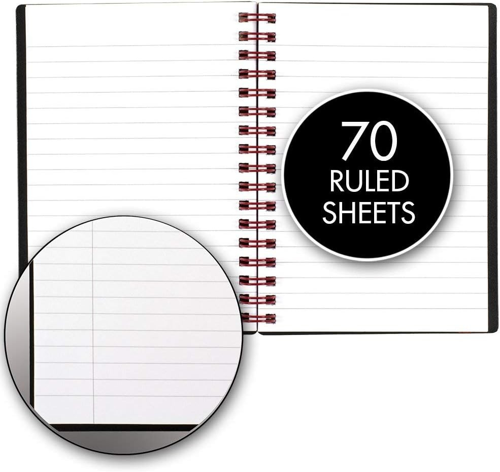 Twin Wire Poly Cover Notebook, 3-5/8″ x 5-7/8″ Sheet Size, Black/Red, 70 Ruled S