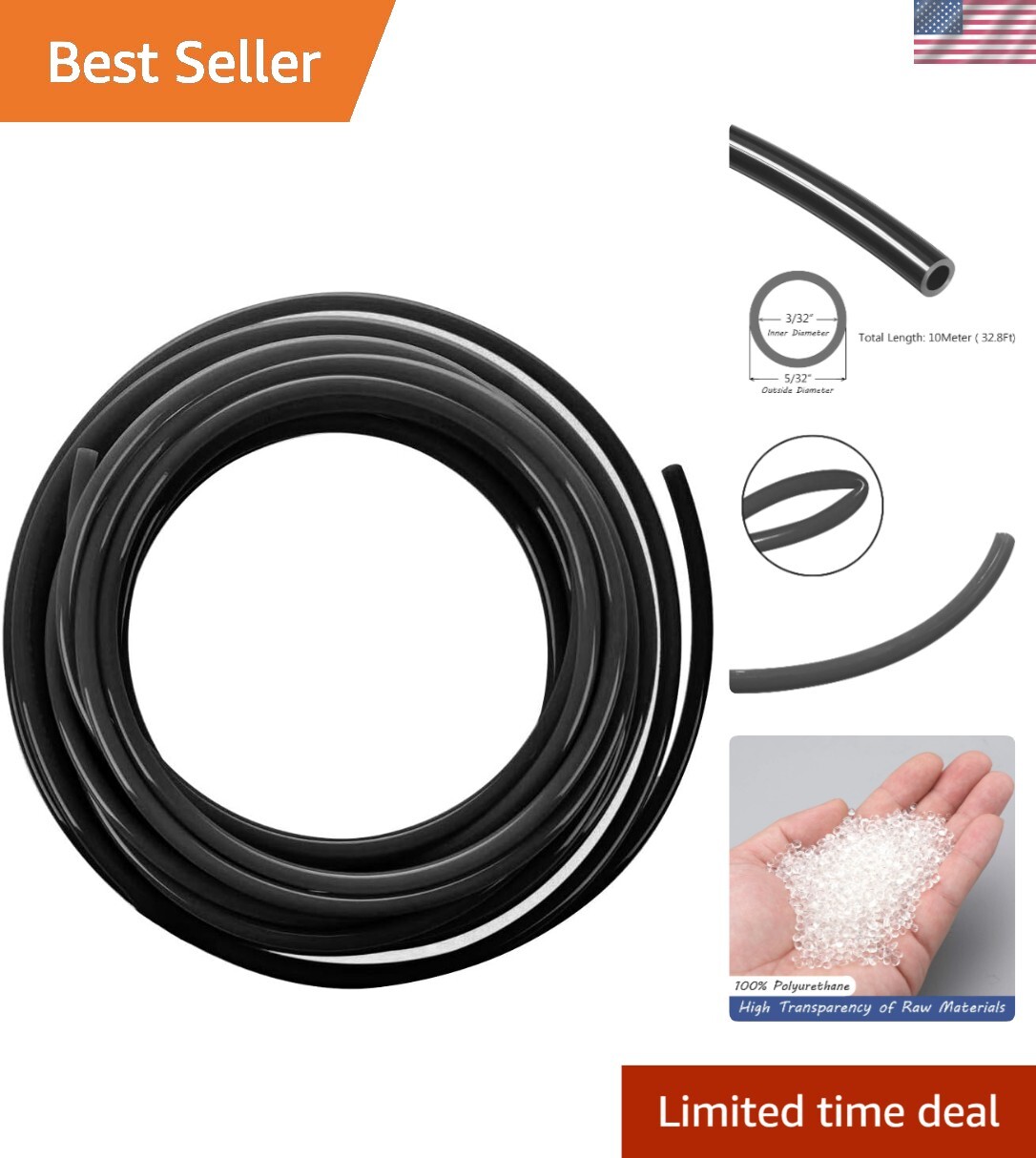 High-Performance 32.8ft Pneumatic Tube Hose 5/32″ OD for Versatile Applications