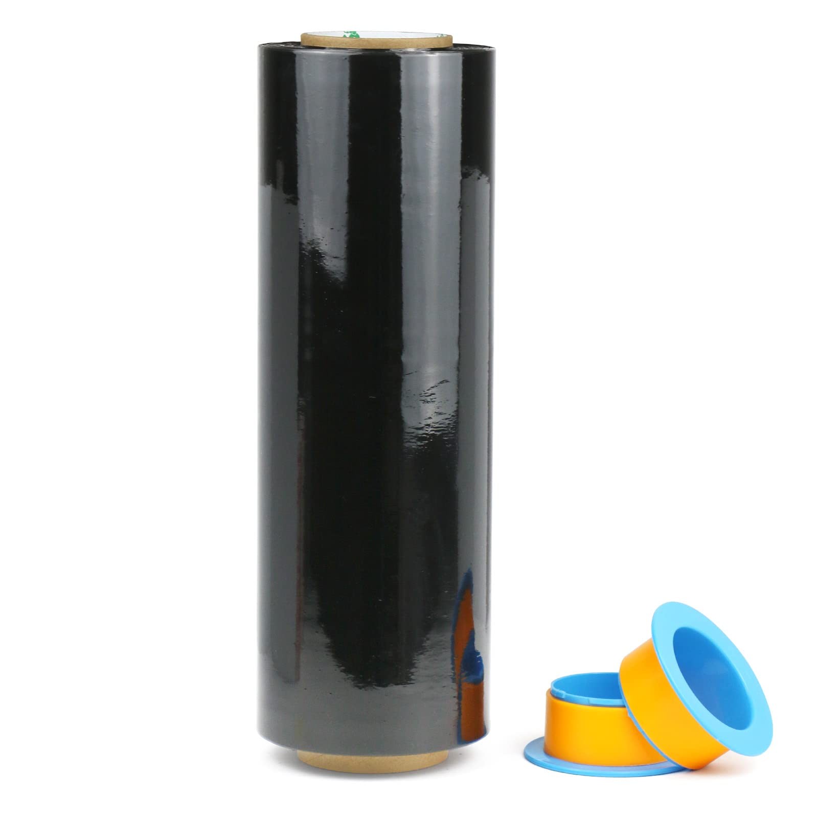 1 Pack 1200ft Industrial Black Stretch Wrap Film 70 Gauge 15″ with 3inch Plas…