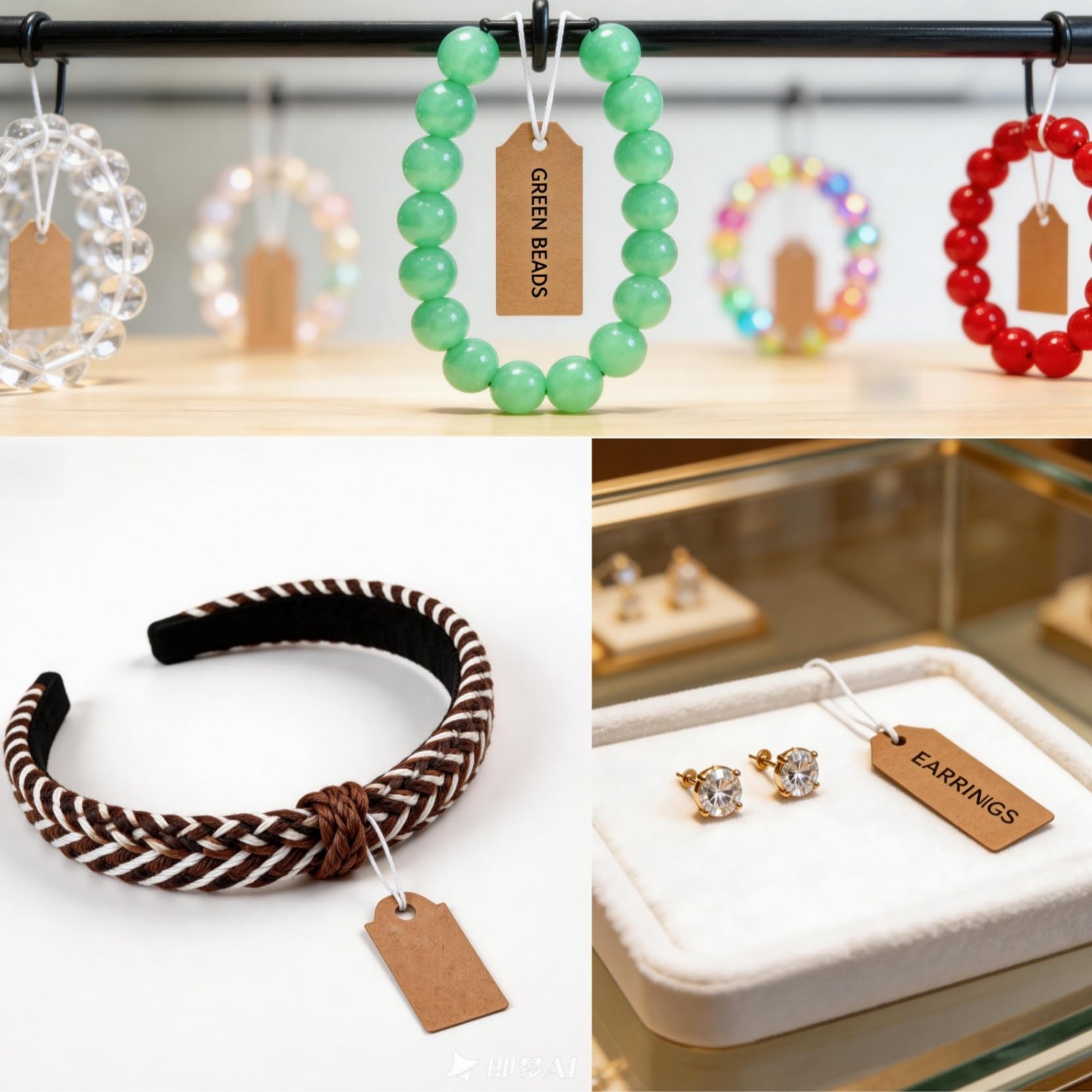 300 Pcs Small Price Tags with Elastic String, Brown 1.02*0.47inch,