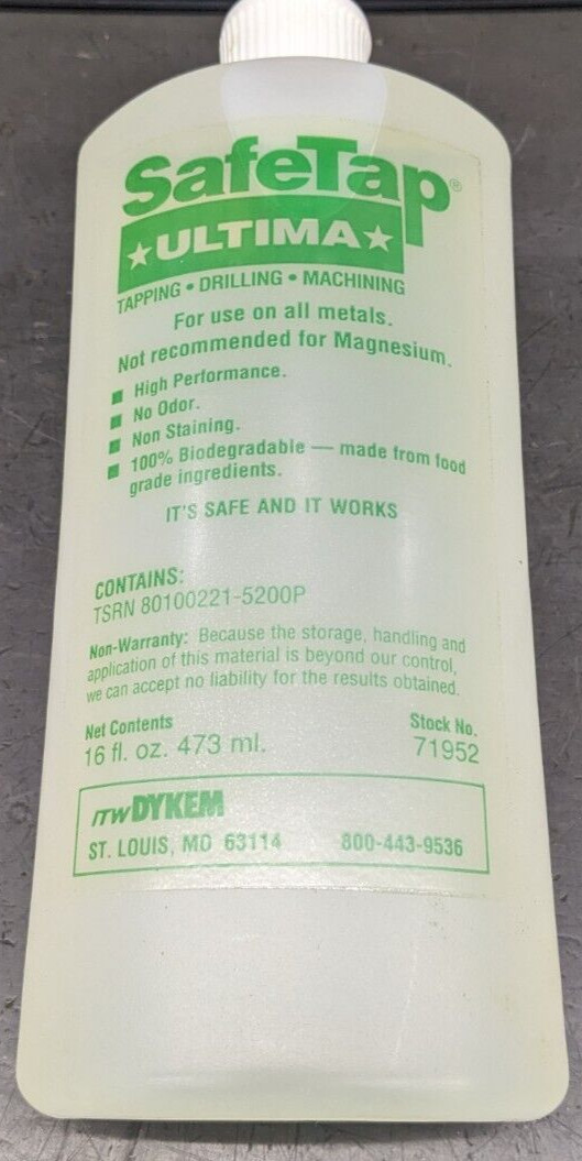 SafeTap Ultima Cutting Fluid Bottle 16 Fl. Oz. 71952 Use on ALL Metals NEW USA