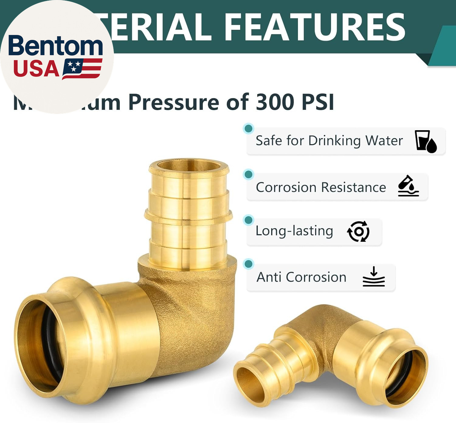 5-Pack 1″ Press X 1″ Pex a Expansion Elbow, Brass Pro Press Fitting Elbow for C