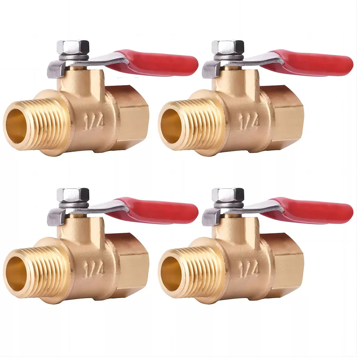 4PCS 1/4″ Male Female NPT Brass Ball Valve Water Air Tank Drain Shut Off USA