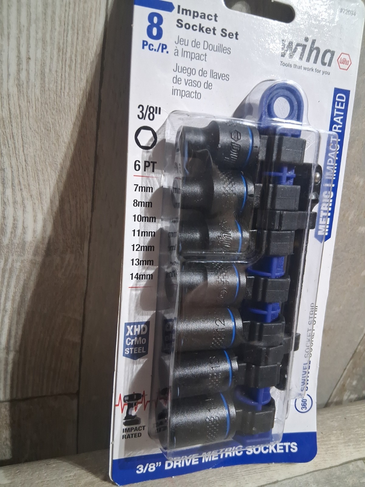 New Wiha 72094 8 Piece 3/8″ Drive Metric Impact Socket Set