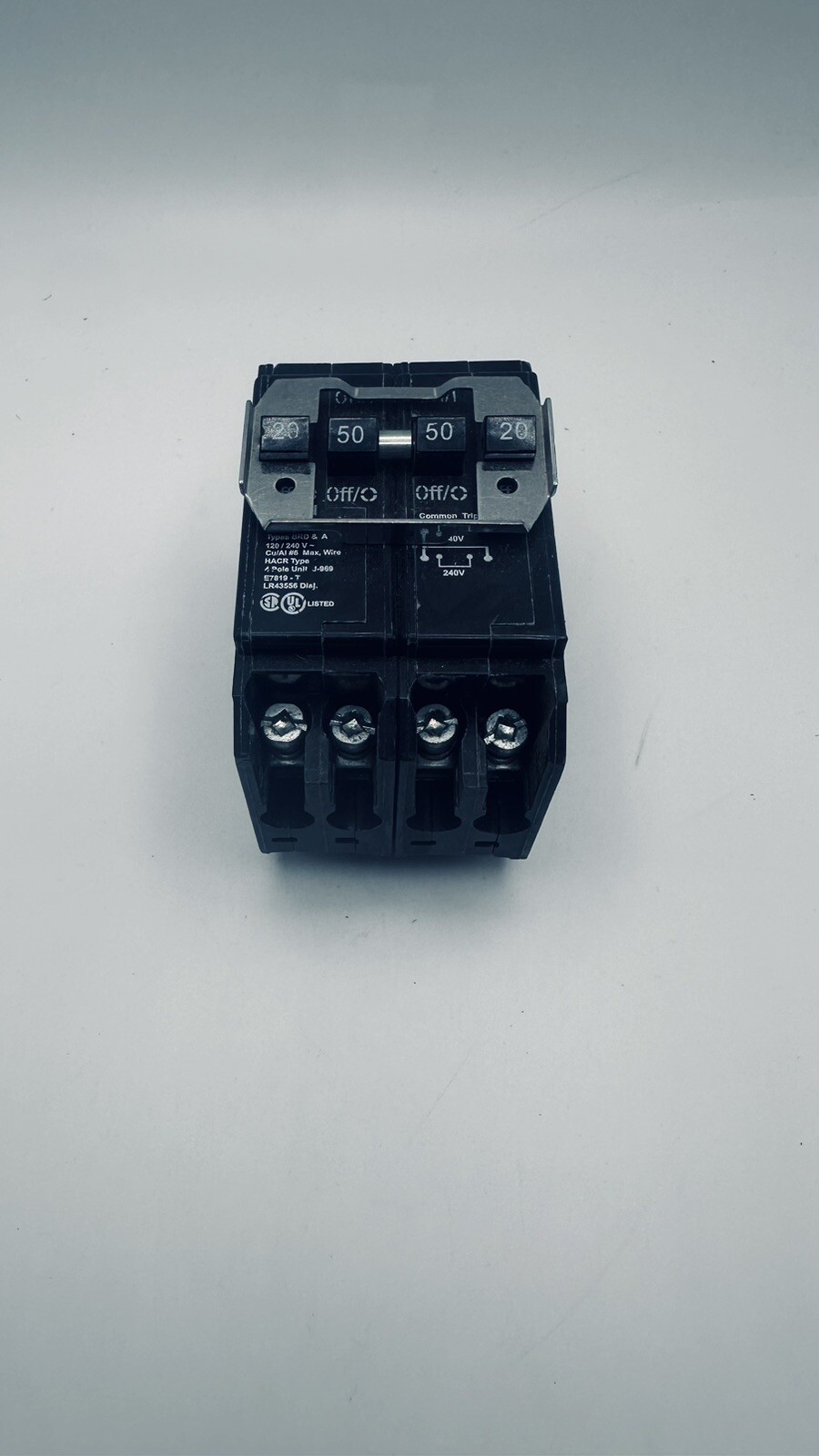 Eaton Cutler-Hammer BQ220250 Type BR 20A/50A 4-Pole Quad Circuit Breaker