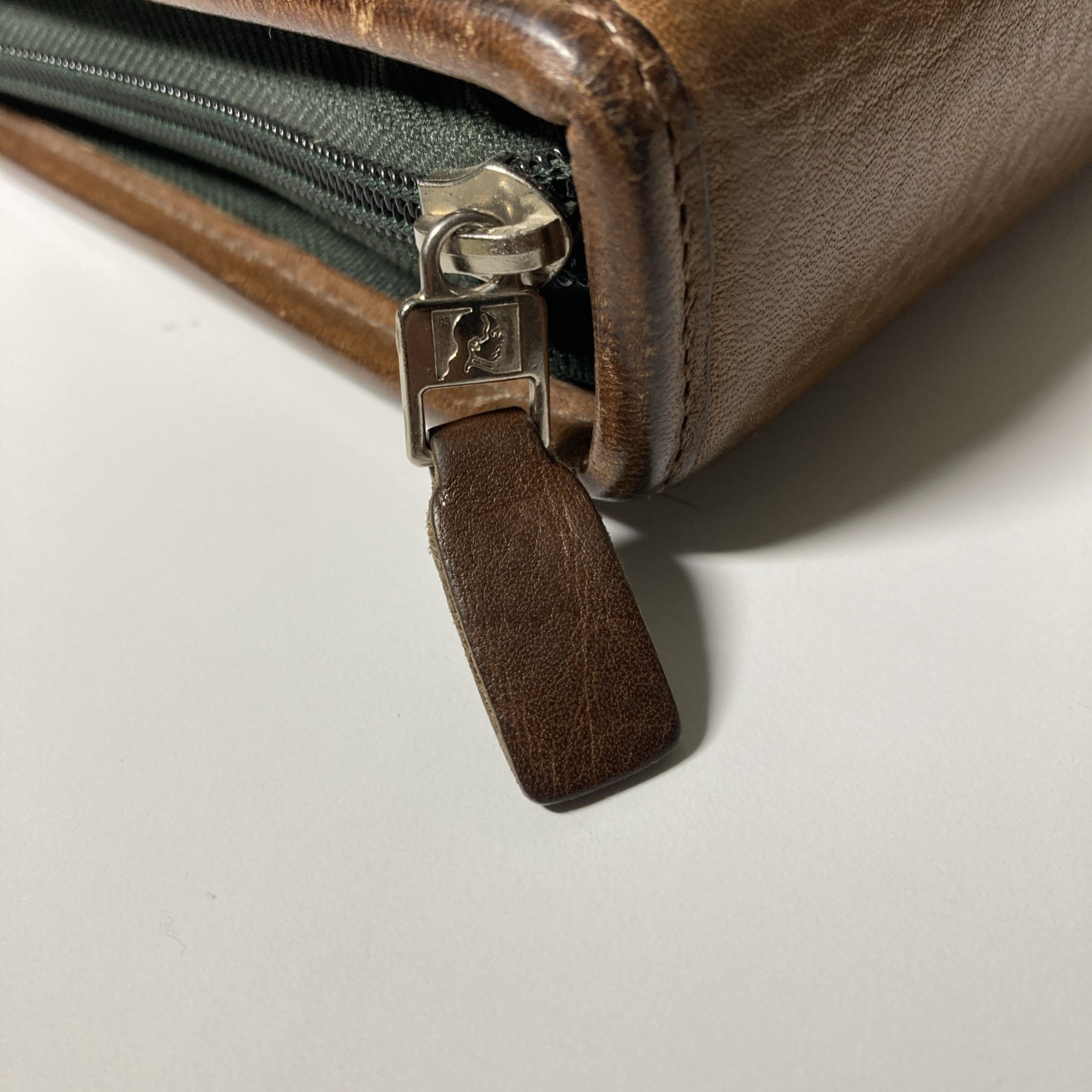 Franklin Quest Planner Green Line Black Canvas Brown Leather Trim 6 Ring Zip