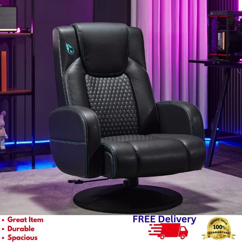 Pedestal Swivel Gaming Chair Ergonomic Reclining Office Seat Padded Arm New
