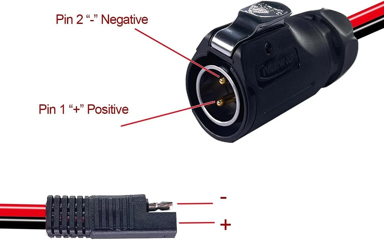 Furrion 10AWG 2 Pin Power Industrial Circular Connector to SAE Adapter Cable fo+