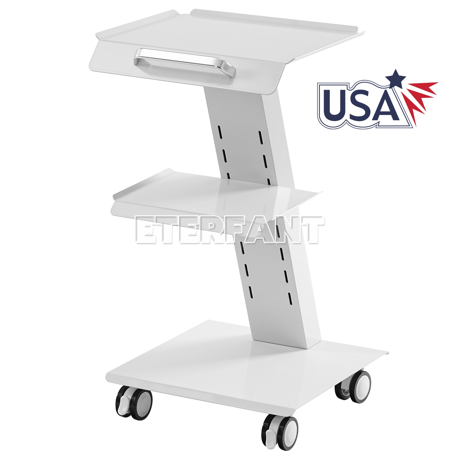 Dental 4 Drawers Mobile Acrylic Cabinet Wooden Cart/Trolley Cart with Socket US