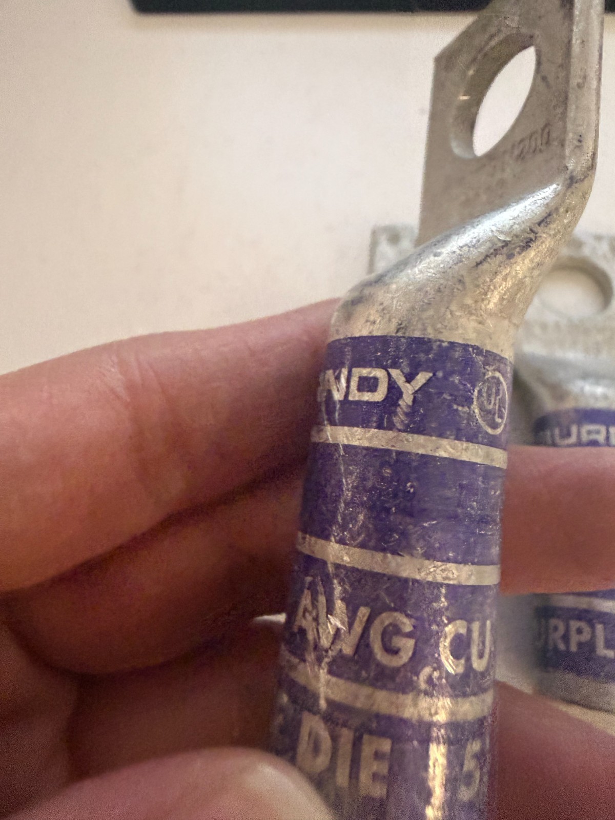 3 Pack Burndy Purple Die 15 N200 4/0 AWG Copper Compression Lugs