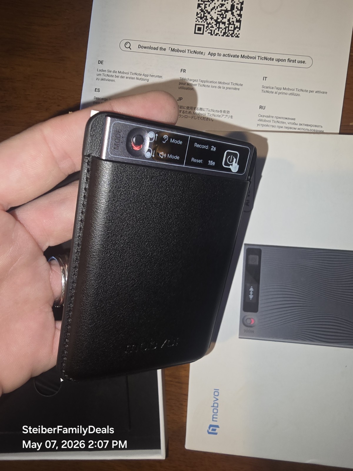 Mobvoi TicNote AI Voice Recorder 64GB Memory Note Recorder w/Case App Control