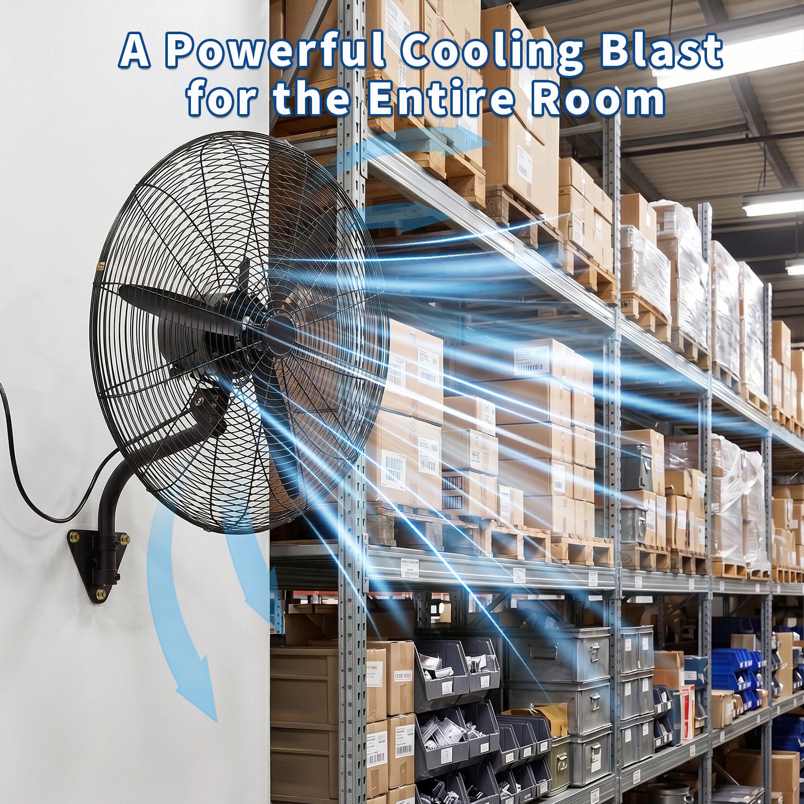 30″ In Wall Mount Oscillating Fan High Velocity 3 Speed Heavy Duty Metal Fan