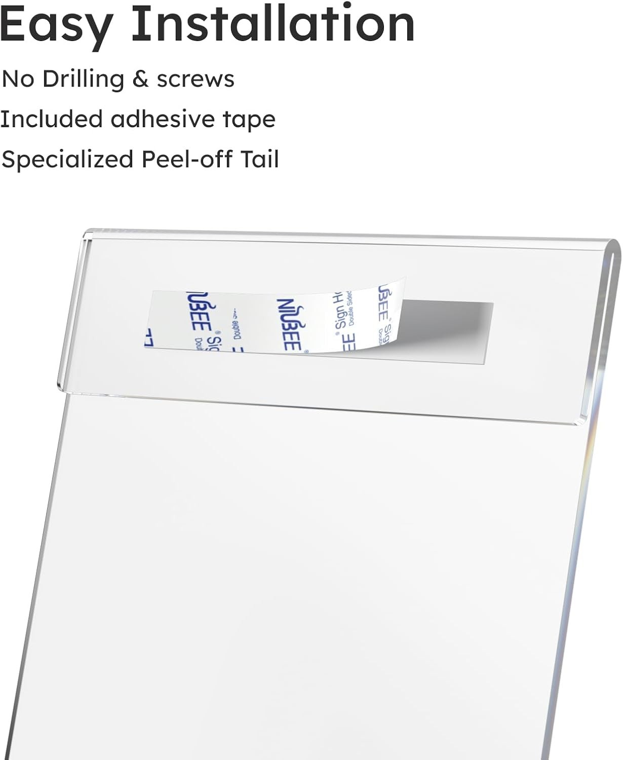 8.5 X 11 Acrylic Sign Holder Wall Mount Clear Frame 6 Pack | With Adhesive