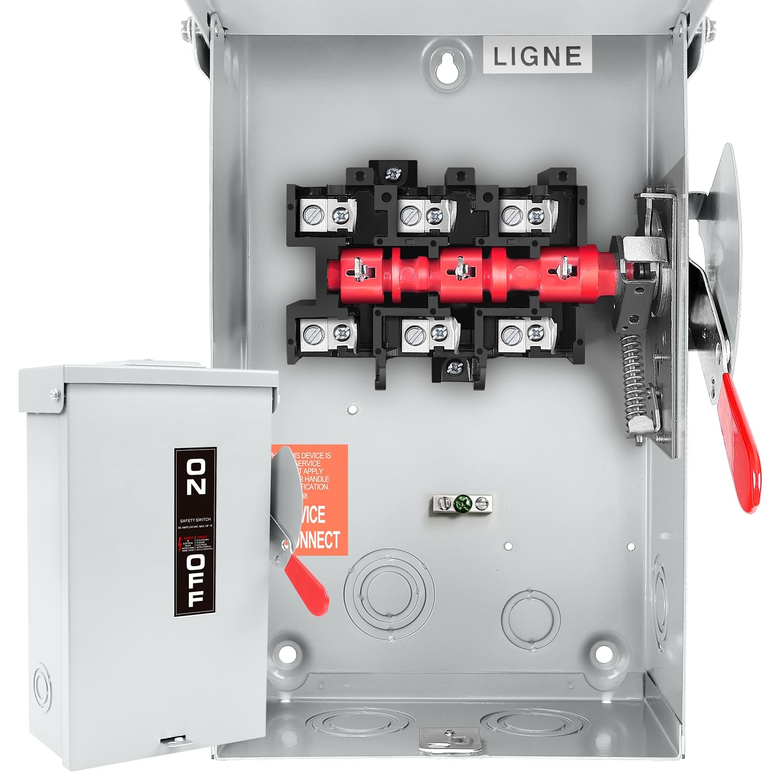 2026 Upgrade 60 Amp Disconnect Switch,3 Pole Safety Switch,Non-Fusible,NEMA