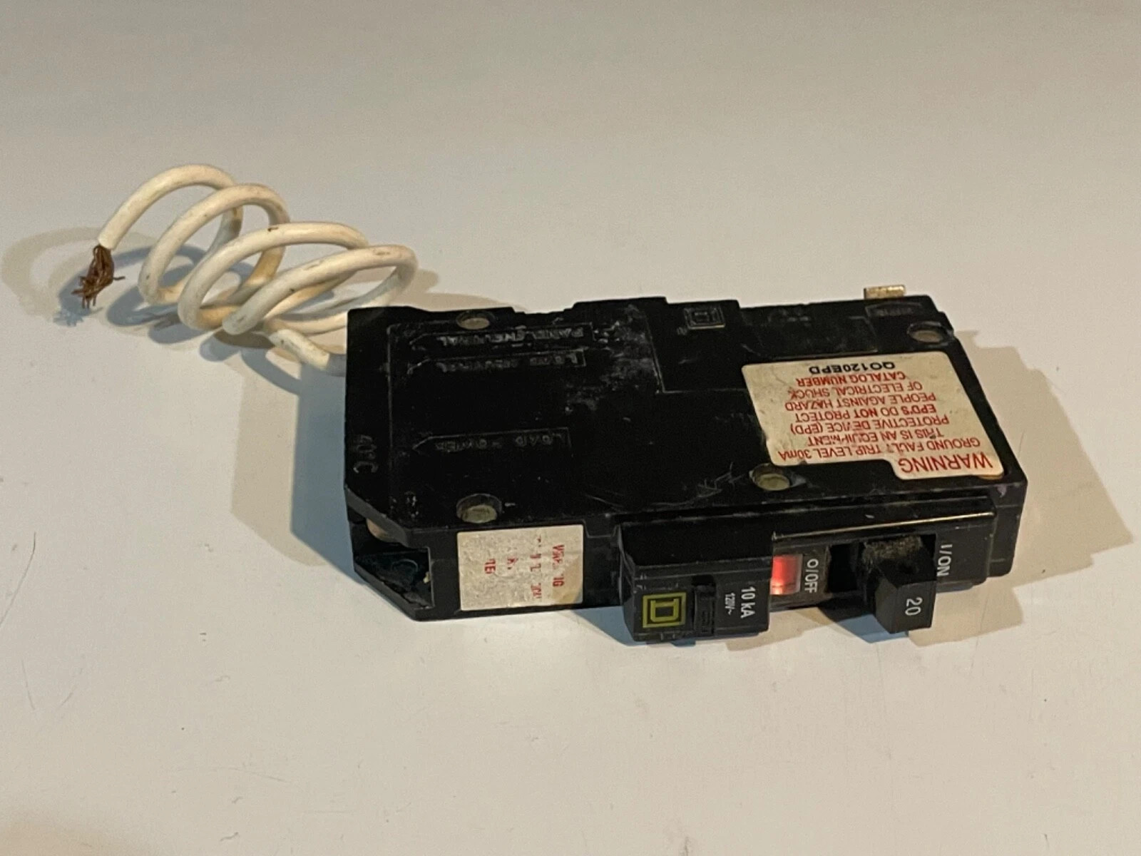 One SQUARE D, QO120EPD, 20A, 120V, 1P, EQUIPMENT GROUND FAULT CIRCUIT BREAKER