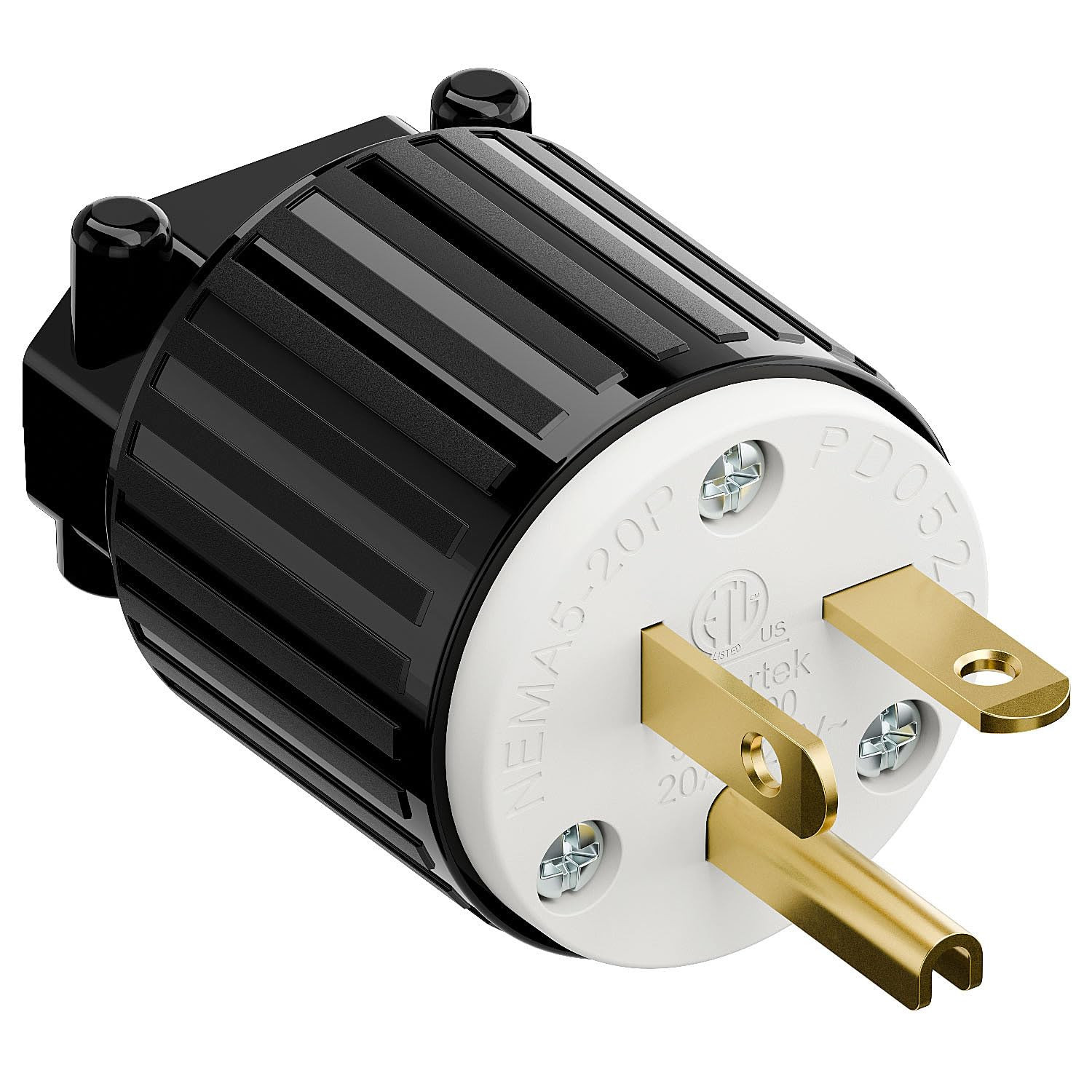 NEMA 5-20P Plug, 20A 125V Heavy Duty Industrial Male Plug, ETL Listed Rewireable