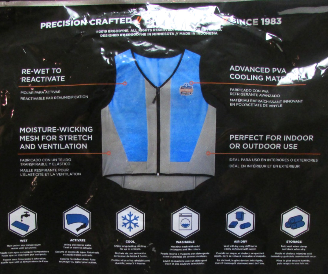 Chill-Its By Ergodyne 6667 Large PVA Blue & Gray Evaporative Cooling Cool Vest