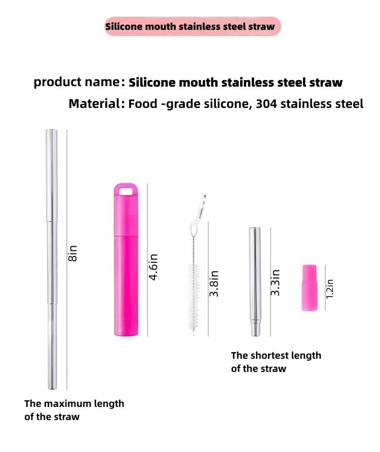 NAIVELY-Metal Reusable Straws 3 Pack Collapsible Small, Gray, red, blue