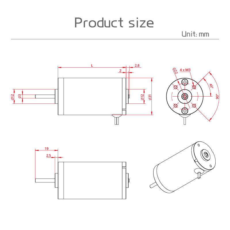 31ZY Permanent Magnet DC Carbon Brush Motor with High Speed ​​4000RPM~8000RPM