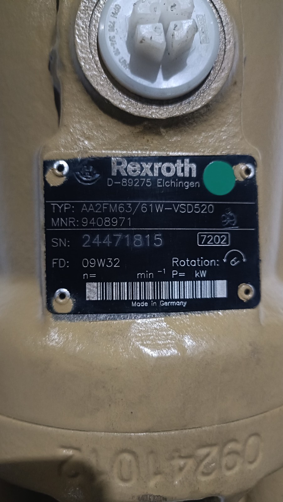 Rexroth AA2FM63/61W-VSD520 Axial Piston Motor MNR: 9408971 FG:09W32 NEW-UNUSED