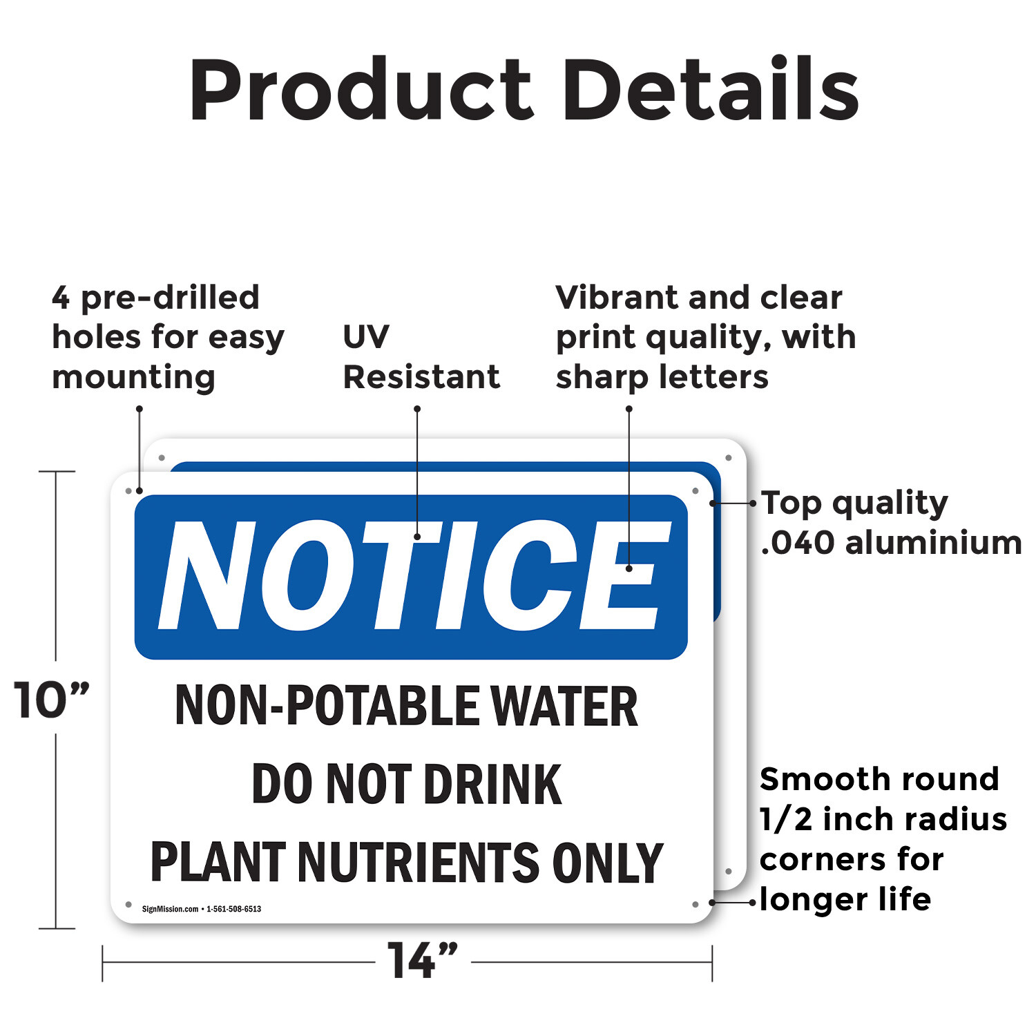 (2 Pack) Non-Potable Water Do Not Drink Plant Nutrients OSHA Notice Sign Decal