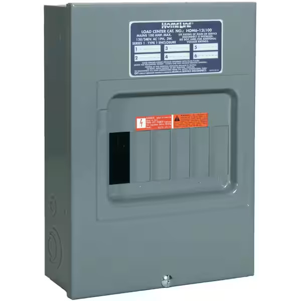 100 Amp Indoor Main Lug Load Center 6 Space 12 Circuit Electrical Sub-Panel Box