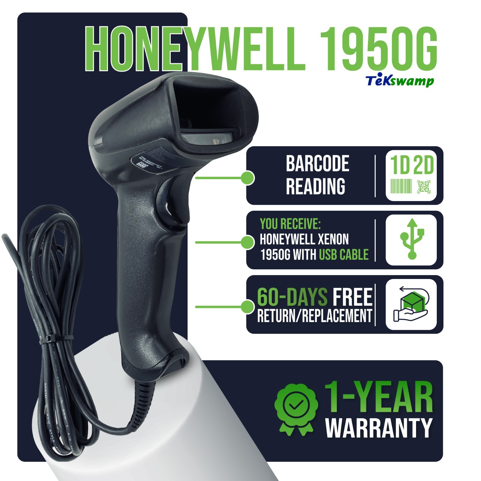 ✅Honeywell Xenon 1950GSR-2-INT-N Barcode Scanner w/USB Cord 1 YEAR WARRANTY!🔥⚡