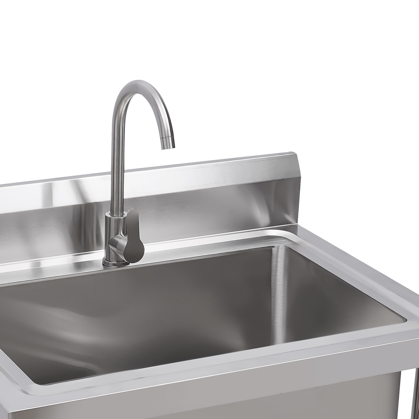 Commercial Stainless Steel 1-Compartment Kitchen Utility Sink With Faucet