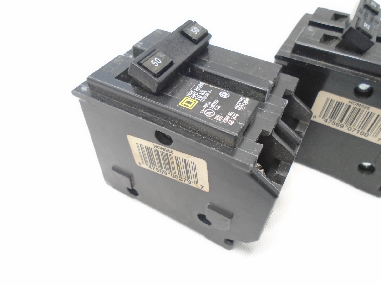 (3) Square D HOM250 HOM225 HOM220 20 25 50 Amp 240 Volt 2 Pole Plug In Breaker
