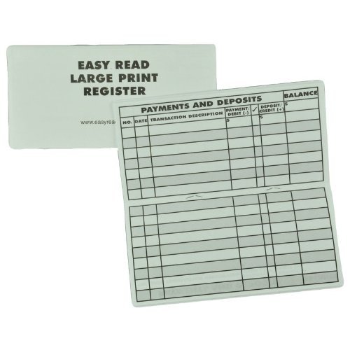 NEW 5 Pack LARGE PRINT Low Vision Checkbook Register