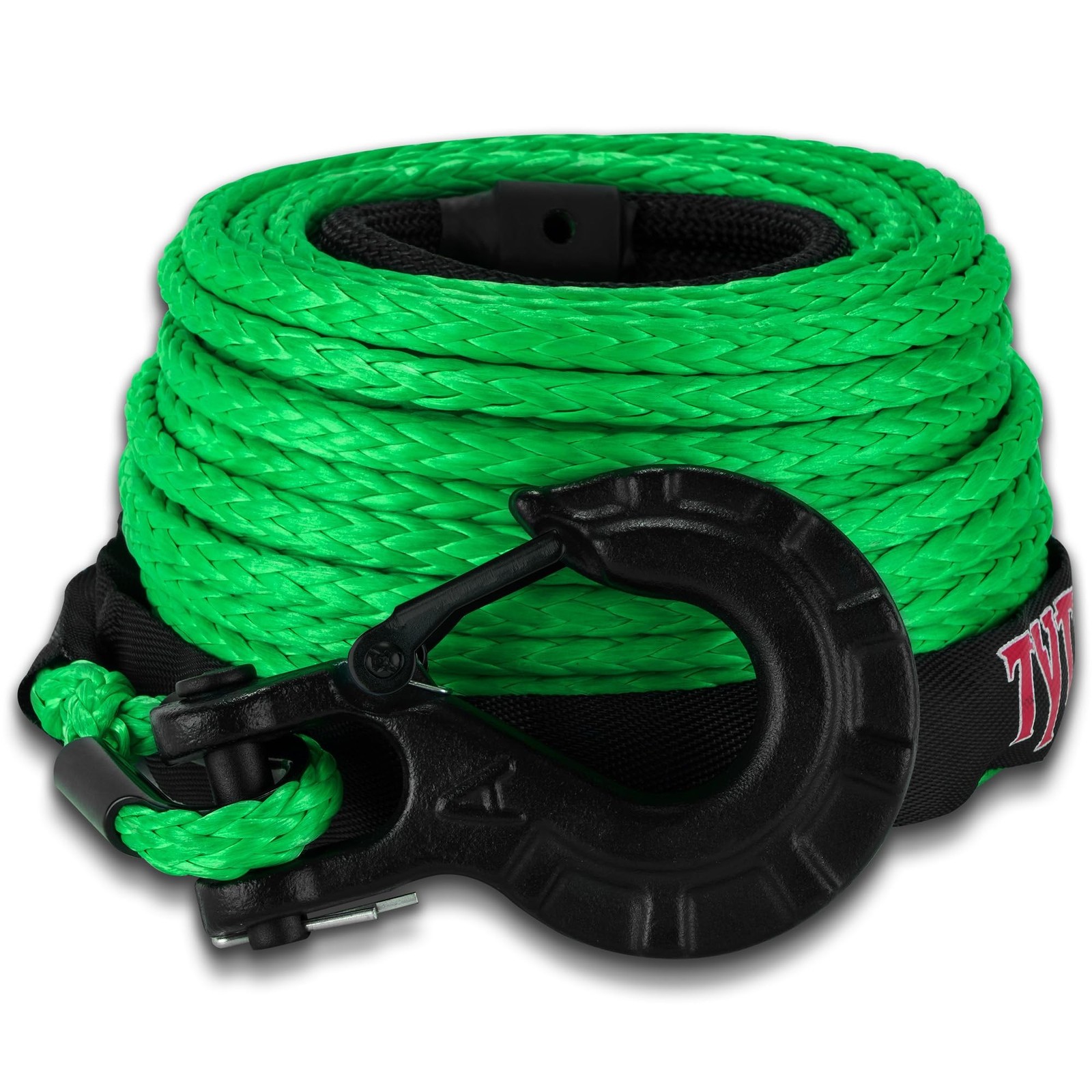 TYT Synthetic Winch Rope 3/8″ X 92′ with Hook, 27000LBS Synthentic Winch Cabl…