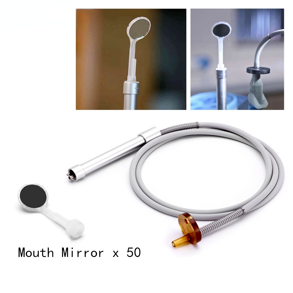 1 Set Dental Disposable Anti-fog Saliva Mouth Mirror 50Pcs w Handle Silicon Tube