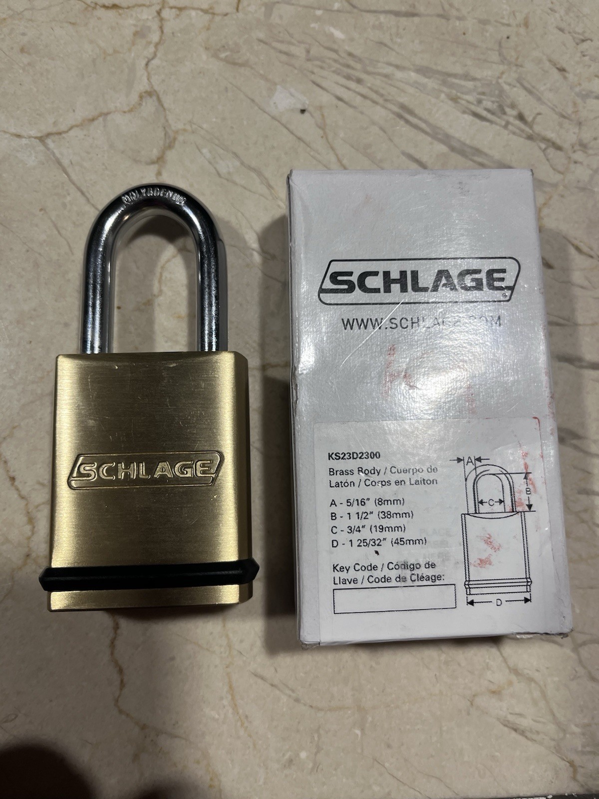 SCHLAGE KS23D2300 Keyed Padlock, 3/4″, Rectangle, W/ Key