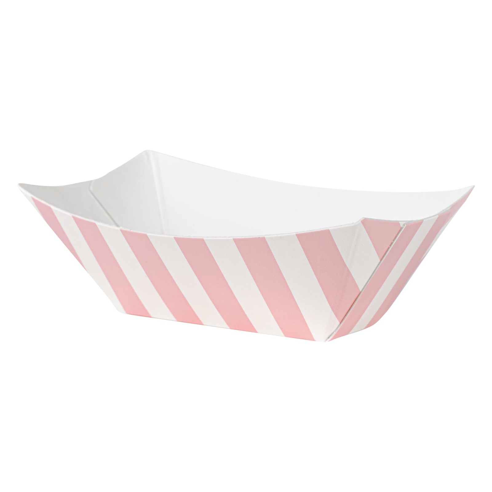Restaurantware Bio Tek 2oz Disposable Paper Food Boats – Pink & White Stripe